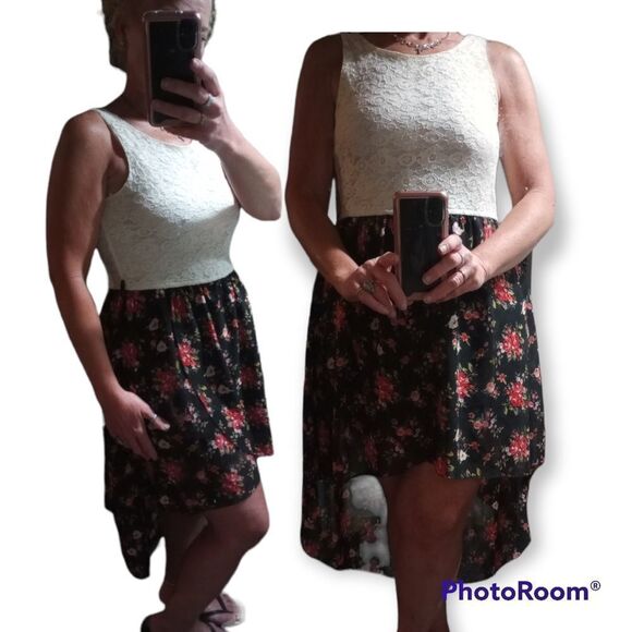 Lace and floral high low dress - Picture 2 of 12
